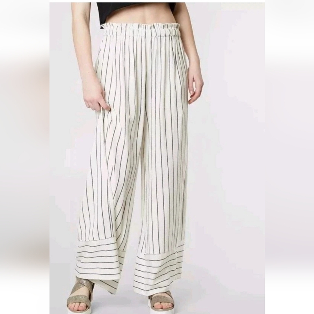 Billabong Flip Out Wide Leg Pants Boho Festival Stripes Palazzo Hippie Summer M